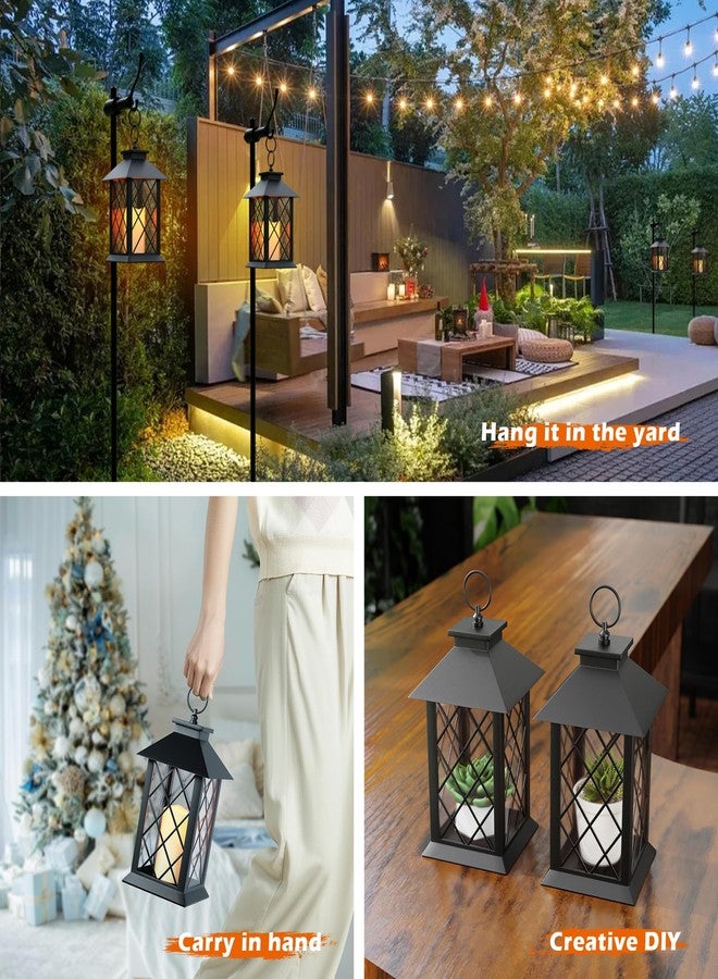 AFINETH 13.4" Lanterns Decorative Indoor, Black Lantern Decor with Timer Flickering Candle, Diamond-shaped Outdoor Lanterns, Waterproof Hanging Lantern for Patio, Porch, Entryway, Centerpieces, 1 Pack - Image 5
