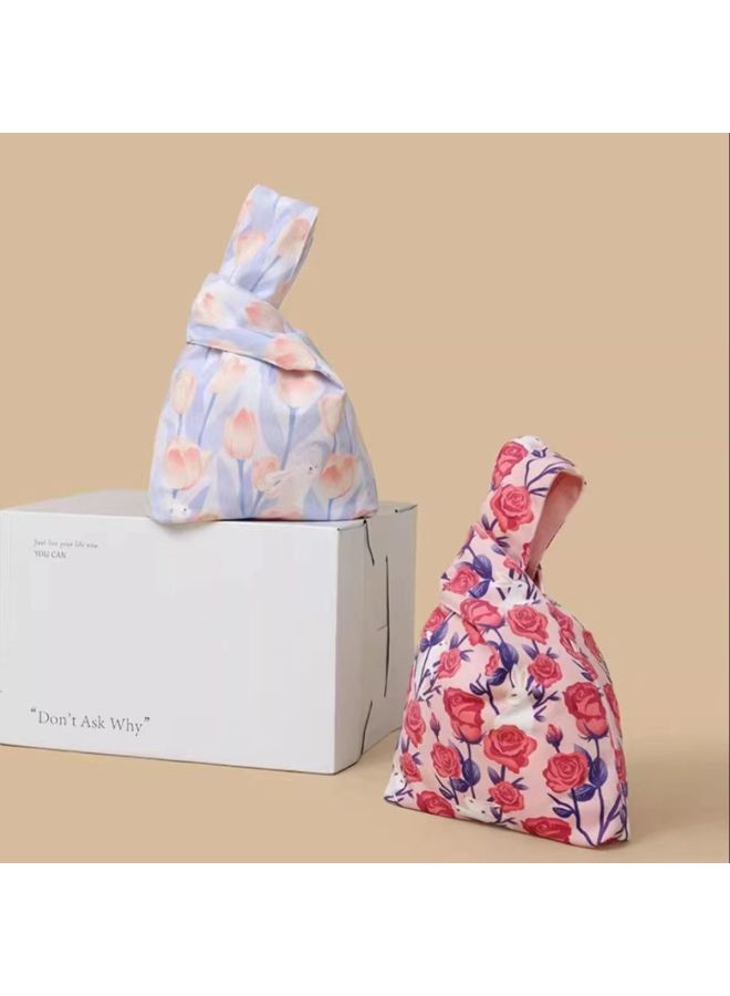 Chinese Style Persimmon Cat Handbag Wrist Bag Portable Clutch Women's Mobile Phone Change Walking Bag Portable Storage Bag-Color:Rose-Size:Double-sided Pattern Double-layer Thickening + Lining  - Image 5