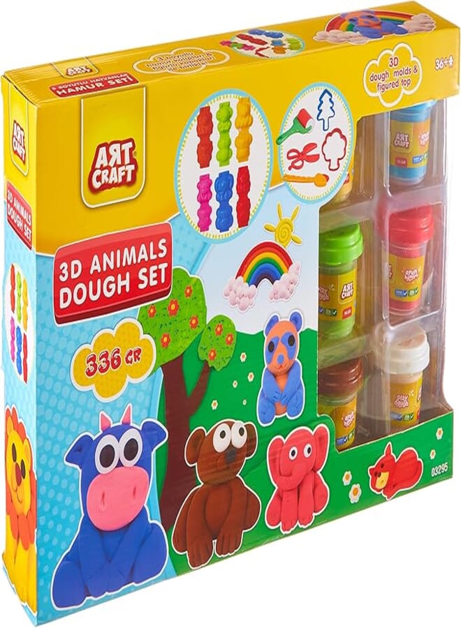 Dede ART CRAFT 3D ANIMALS PLAY DOUGH SET WITH MOLDS (CUTE ANIMAL SHAPES) FOR LITTLE KIDS AGE 3 AND UP