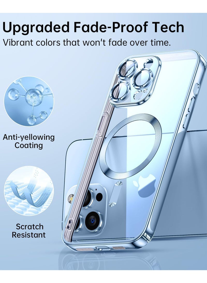 iPhone 14 Pro Max Clear Case with MagSafe Wireless Charging Compatible Back Cover with Electroplating Shockproof Frame-BLUE - Image 3