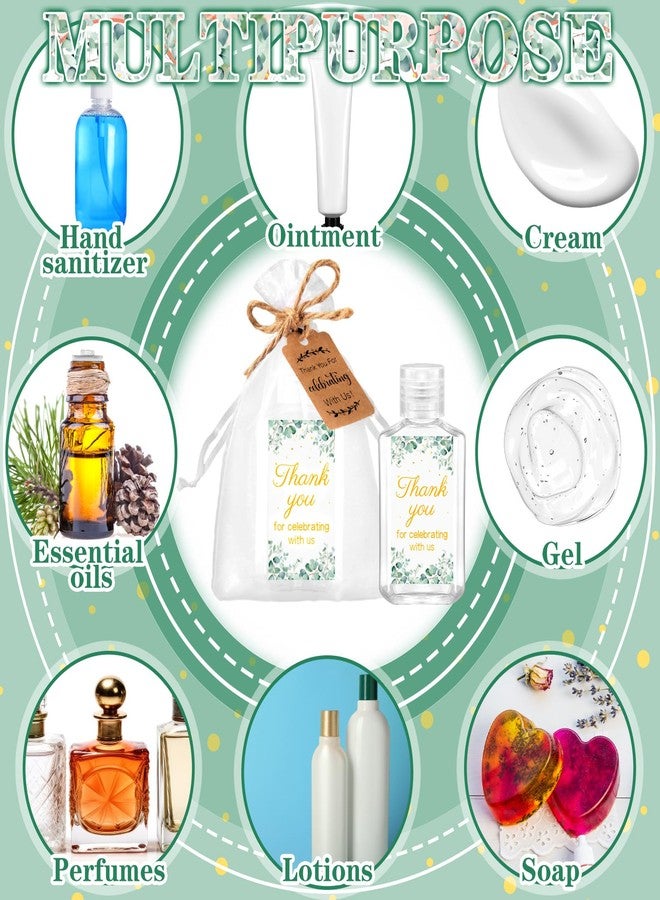 Tiangrid 50 Sets Mini Hand Sanitizer Bottles Wedding Favors Bulk for Guests Include 50 2oz Empty Travel Size Hand Sanitizer Bottles with 50 Organza Bags Thank You Tags for Wedding Party (Eucalyptus) - Image 3