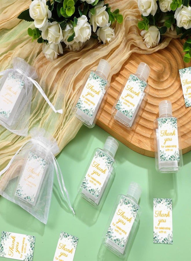 Tiangrid 50 Sets Mini Hand Sanitizer Bottles Wedding Favors Bulk for Guests Include 50 2oz Empty Travel Size Hand Sanitizer Bottles with 50 Organza Bags Thank You Tags for Wedding Party (Eucalyptus) - Image 4