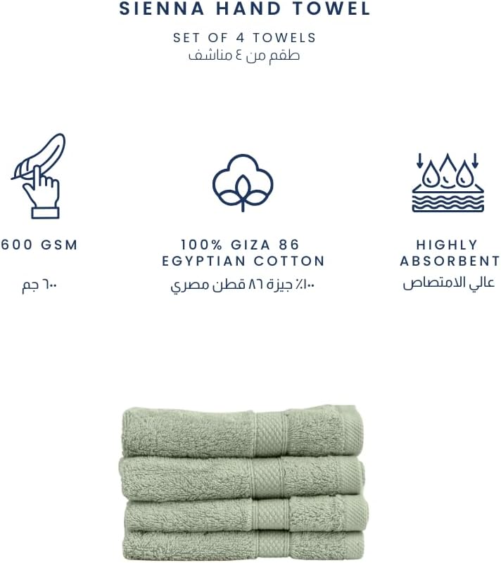 Ariika Seinna Hand towel mint 33 x 33 cm - Made out of 100% Giza 86 Egyptian Cotton, highly tensile double yarn for softness and durability. - Image 1