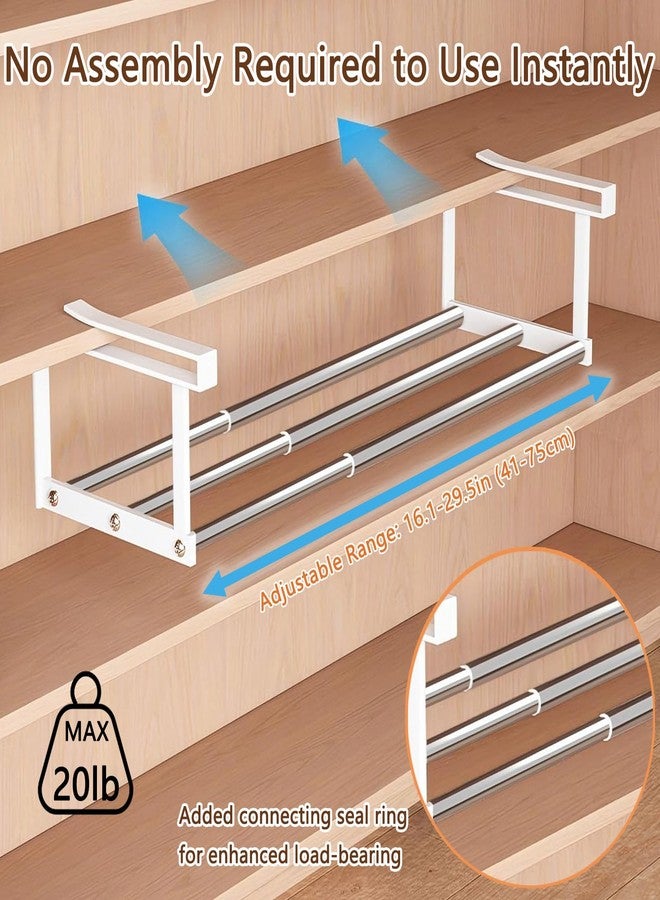 SRTFINE Stainless Steel Expandable Shoe Rack Organizer for Closet – 16 to 30 Inch Adjustable, Retractable Hanging Cabinet Storage Shelf – Space-Saving Storage for Under Shelf, Closet, or Cabinet (Silver) - Image 4