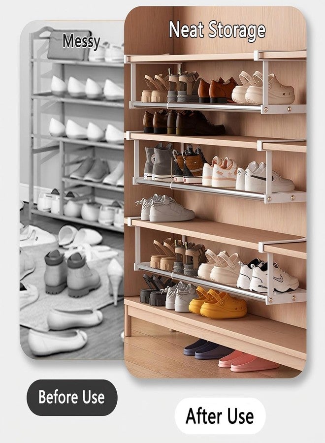 SRTFINE Stainless Steel Expandable Shoe Rack Organizer for Closet – 16 to 30 Inch Adjustable, Retractable Hanging Cabinet Storage Shelf – Space-Saving Storage for Under Shelf, Closet, or Cabinet (Silver) - Image 2