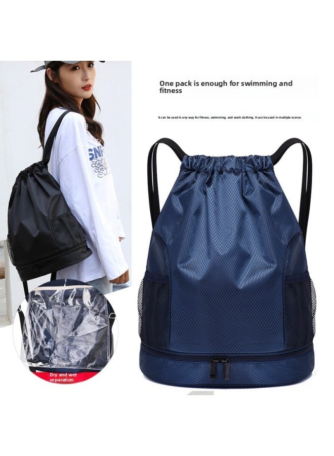 Generic Swimming Bag Women's Dry And Wet Separation Beach Bag Portable Swimwear Storage Bag Waterproof Men's Fitness Simple Shoulder Sports Bag-Color:CUI Dry And Wet Separation Black  - Image 4