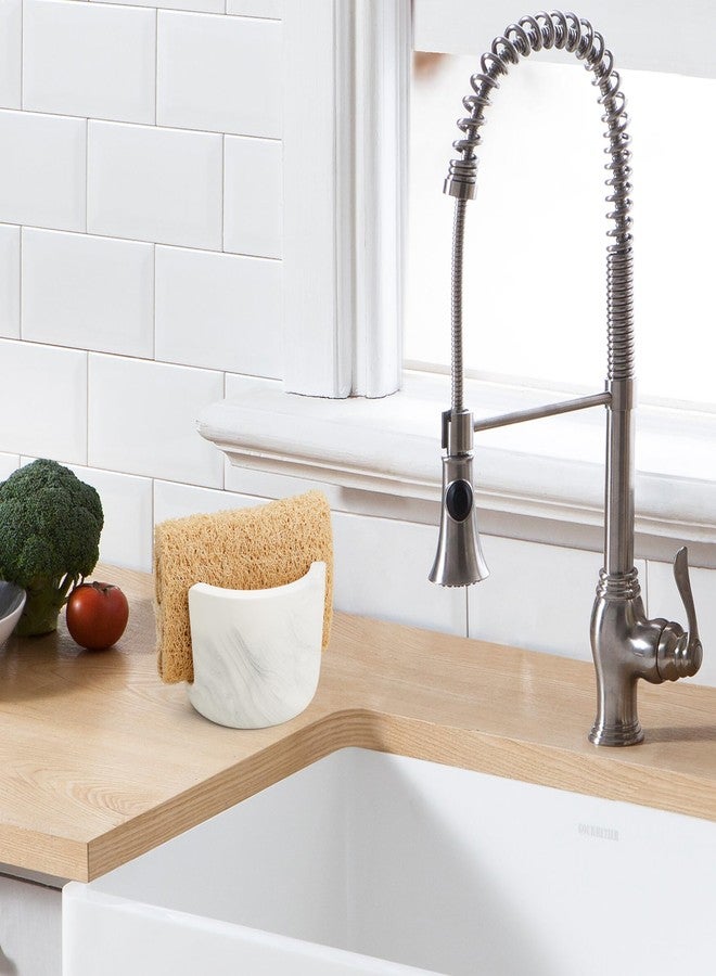 Amviner Diatomite Sponge Holder for Kitchen Sink Counter, Quick Drying, Fast Water Absorbent Stone Tray, 1 Slot Dish Sponge Rack, Kitchen Organizer, White Marble Pattern - Image 3