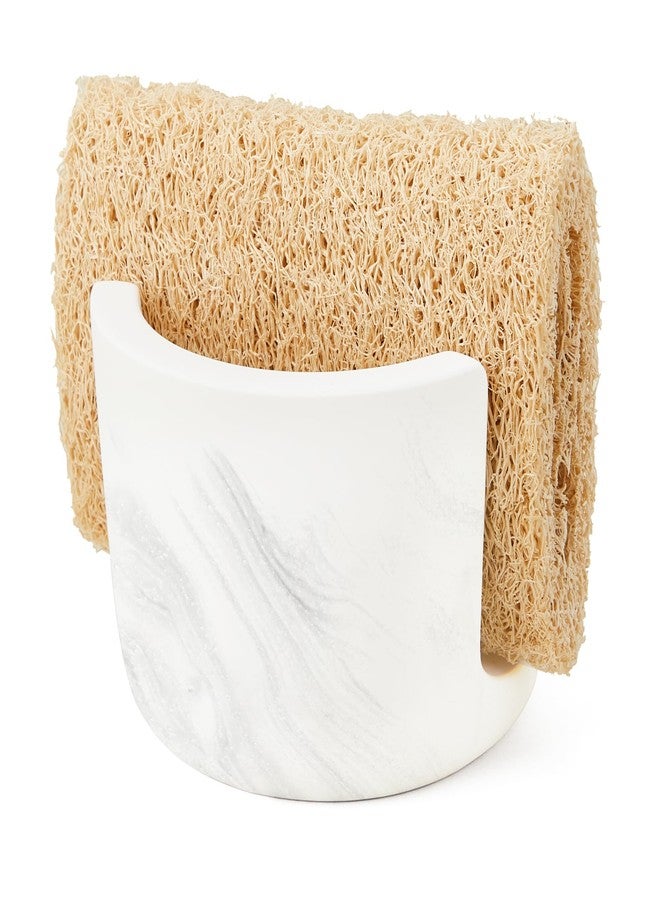 Amviner Diatomite Sponge Holder for Kitchen Sink Counter, Quick Drying, Fast Water Absorbent Stone Tray, 1 Slot Dish Sponge Rack, Kitchen Organizer, White Marble Pattern - Image 1
