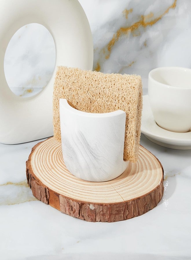 Amviner Diatomite Sponge Holder for Kitchen Sink Counter, Quick Drying, Fast Water Absorbent Stone Tray, 1 Slot Dish Sponge Rack, Kitchen Organizer, White Marble Pattern - Image 4