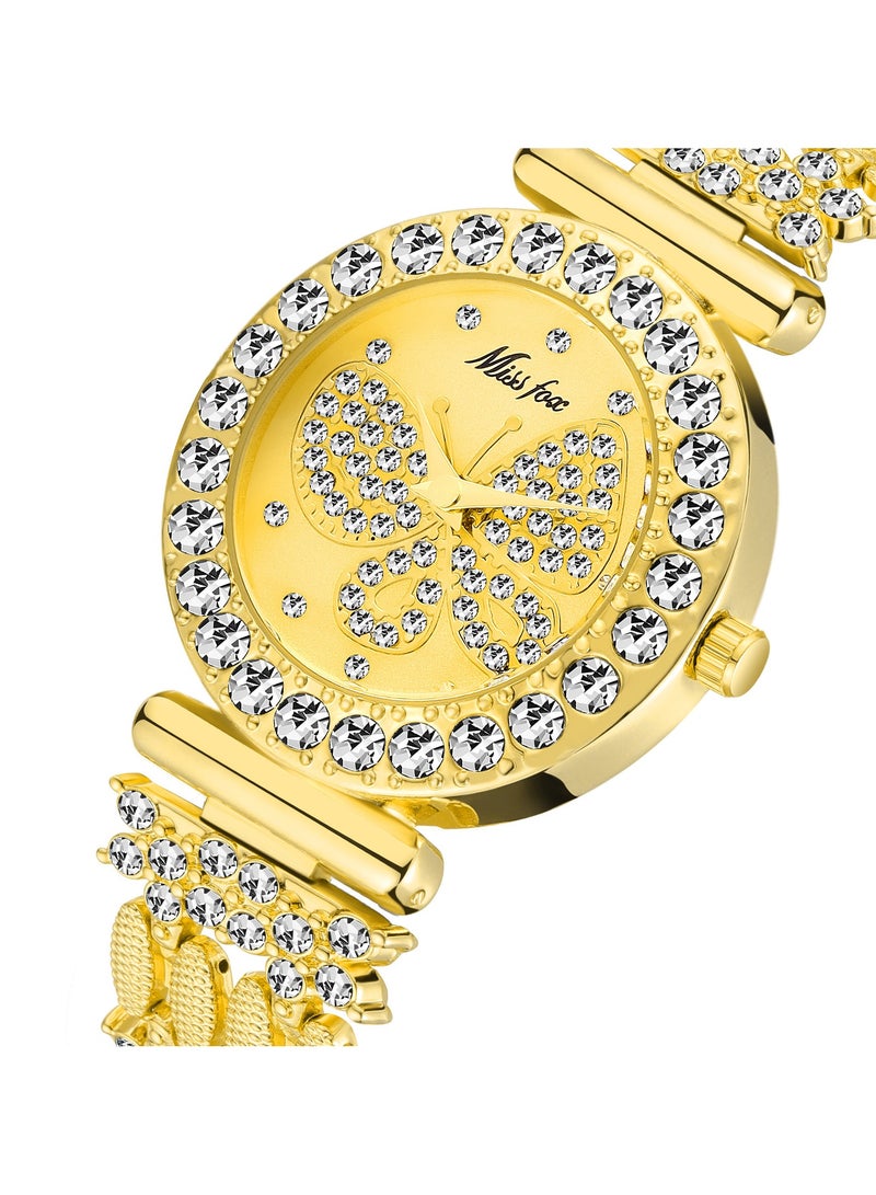 MISS FOX Women's Fashionable Diamond Watch Butterfly Pattern Women's Quartz Watch - Image 1