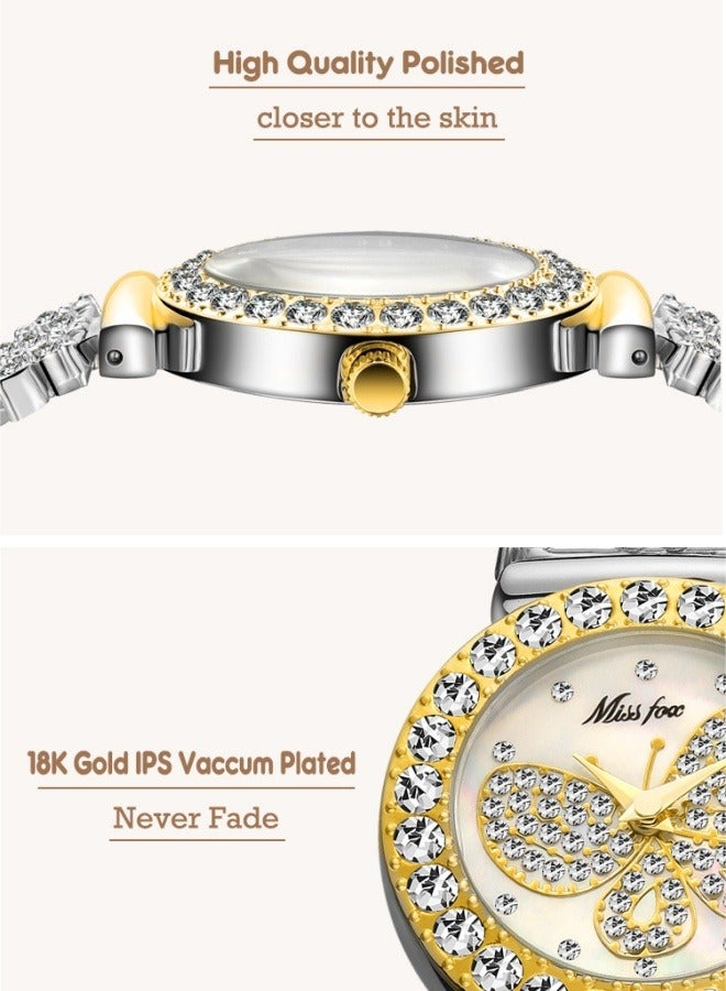 MISS FOX Women's Fashionable Diamond Watch Butterfly Pattern Women's Quartz Watch - Image 3