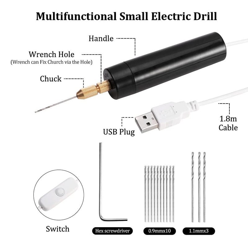 ARTISTERY Mini Hand Drill for Arts and CraftsMini Electric Drill Set 0712 mm Pin Vise Hand Drill with Drill Bits and Wrench DIY Jewelry Pendant Crafts Making  - Image 4