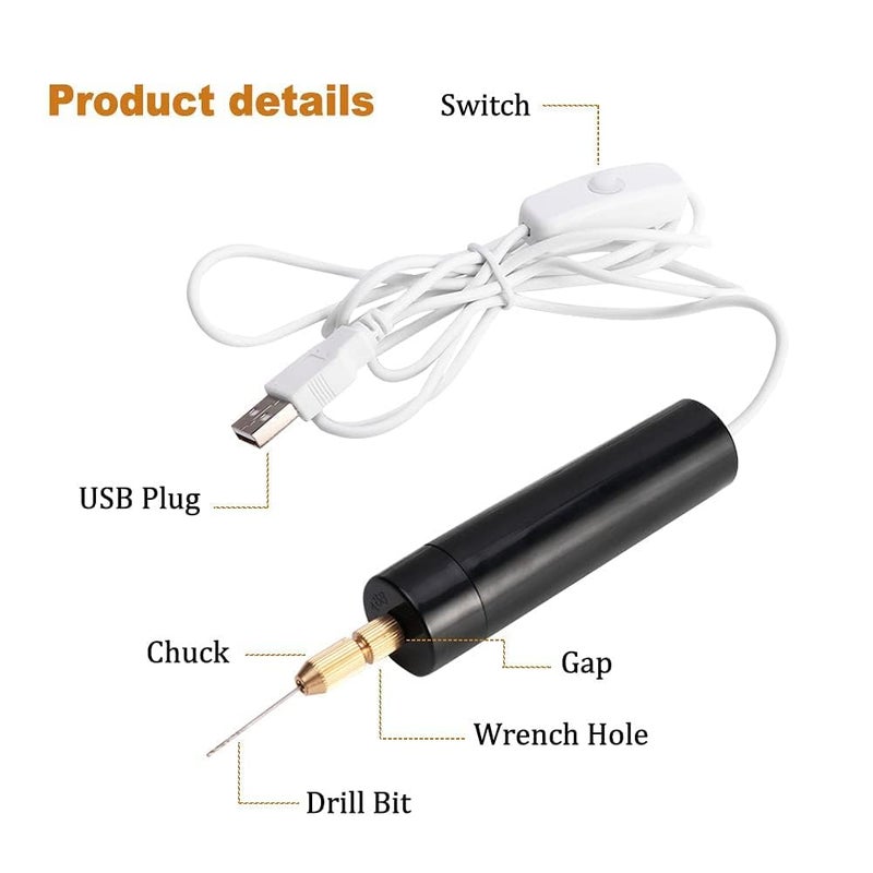 ARTISTERY Mini Hand Drill for Arts and CraftsMini Electric Drill Set 0712 mm Pin Vise Hand Drill with Drill Bits and Wrench DIY Jewelry Pendant Crafts Making  - Image 3