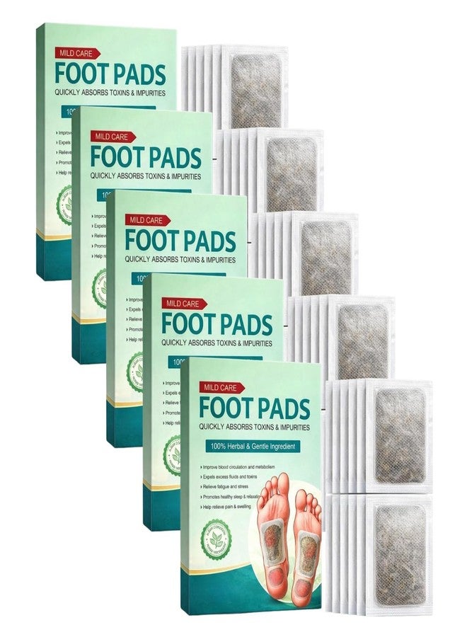 Foot patch (Pack of 5) Detox Foot Patch with Ginger Bamboo Vinegar Herbal Detox Foot Pads (50 pieces) for Stress Relief Relaxation Night Use Foot Care Pads for Men Women Unisex (PACK OF 5)