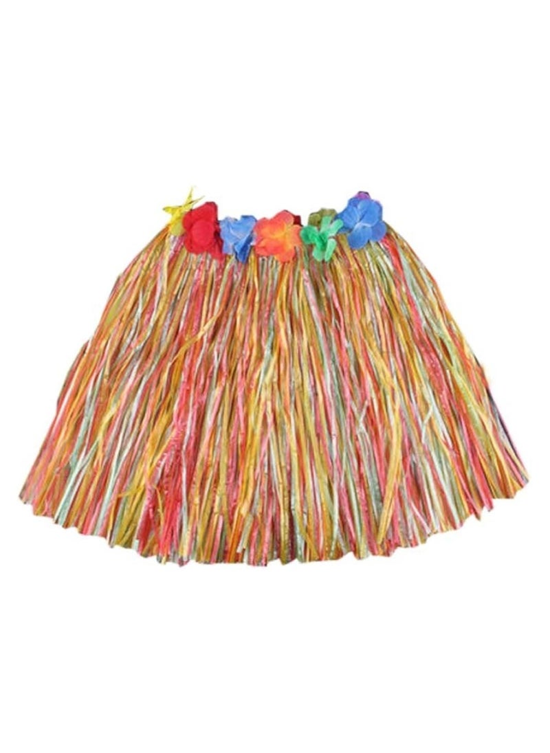Vitacelli 15Pcs Hawaiian Hula Dancer Grass Skirt With Flower Costume Set  - Image 3