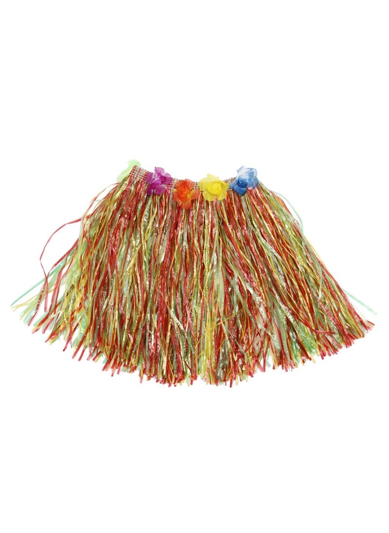 Vitacelli 15Pcs Hawaiian Hula Dancer Grass Skirt With Flower Costume Set  - Image 2