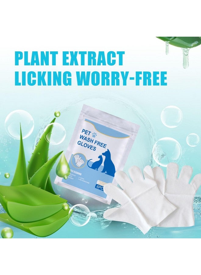 Felico Pet Wash Free Grooming Gloves, 6Pcs Cleaning Cat Dog Wipes for Face, Ear, Eye, Paws Pet Body Rinse Free Gloves, No Rinse Thick Extra Puppy Wipes, Disposable Plant-Based Dog Bath Wipes - Image 2
