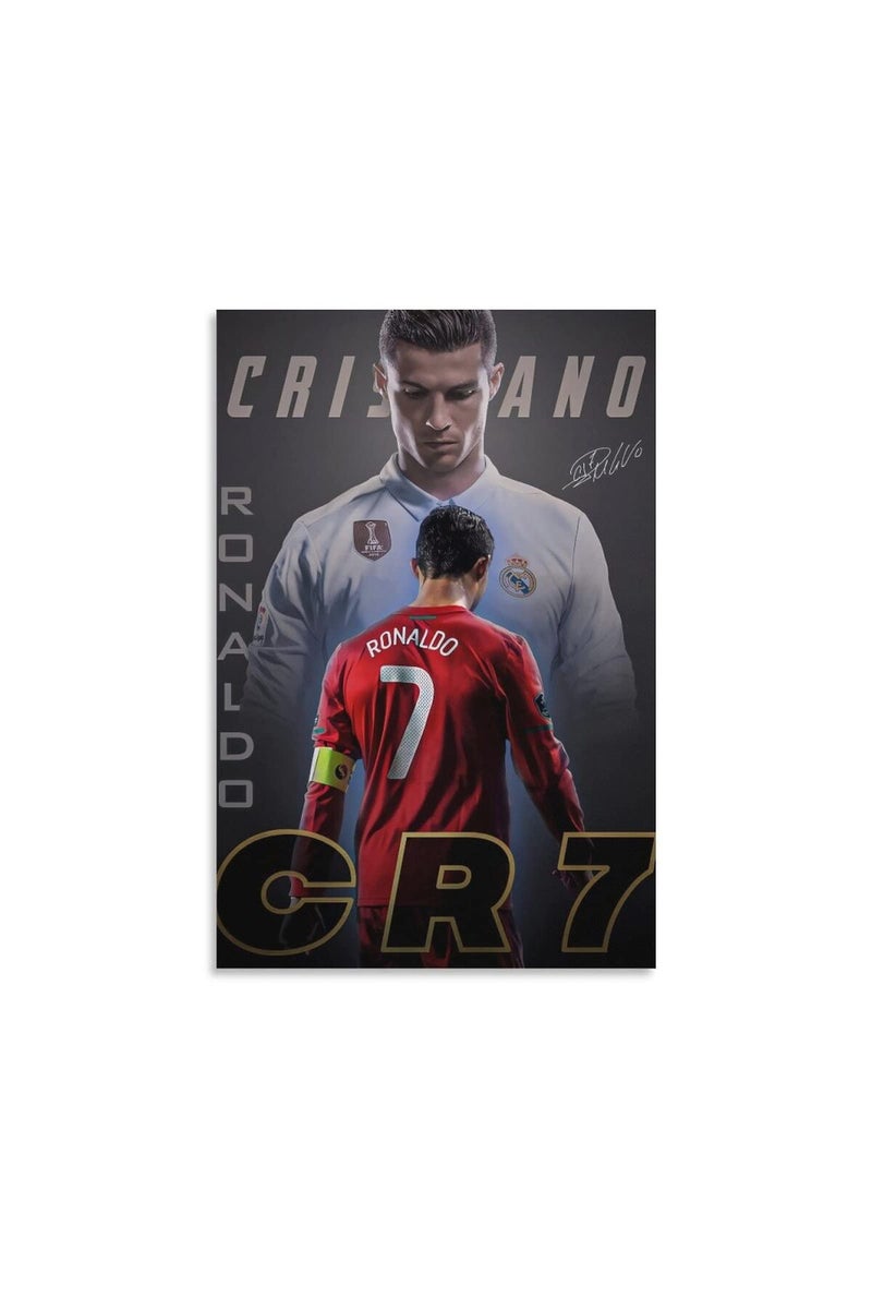 Cristiano Ronaldo Poster 1 Wall Art Canvas Print Poster Home Bathroom Bedroom Office Living Room Decor Canvas Poster Unframe: 16x24inch(40x60cm) - Image 1