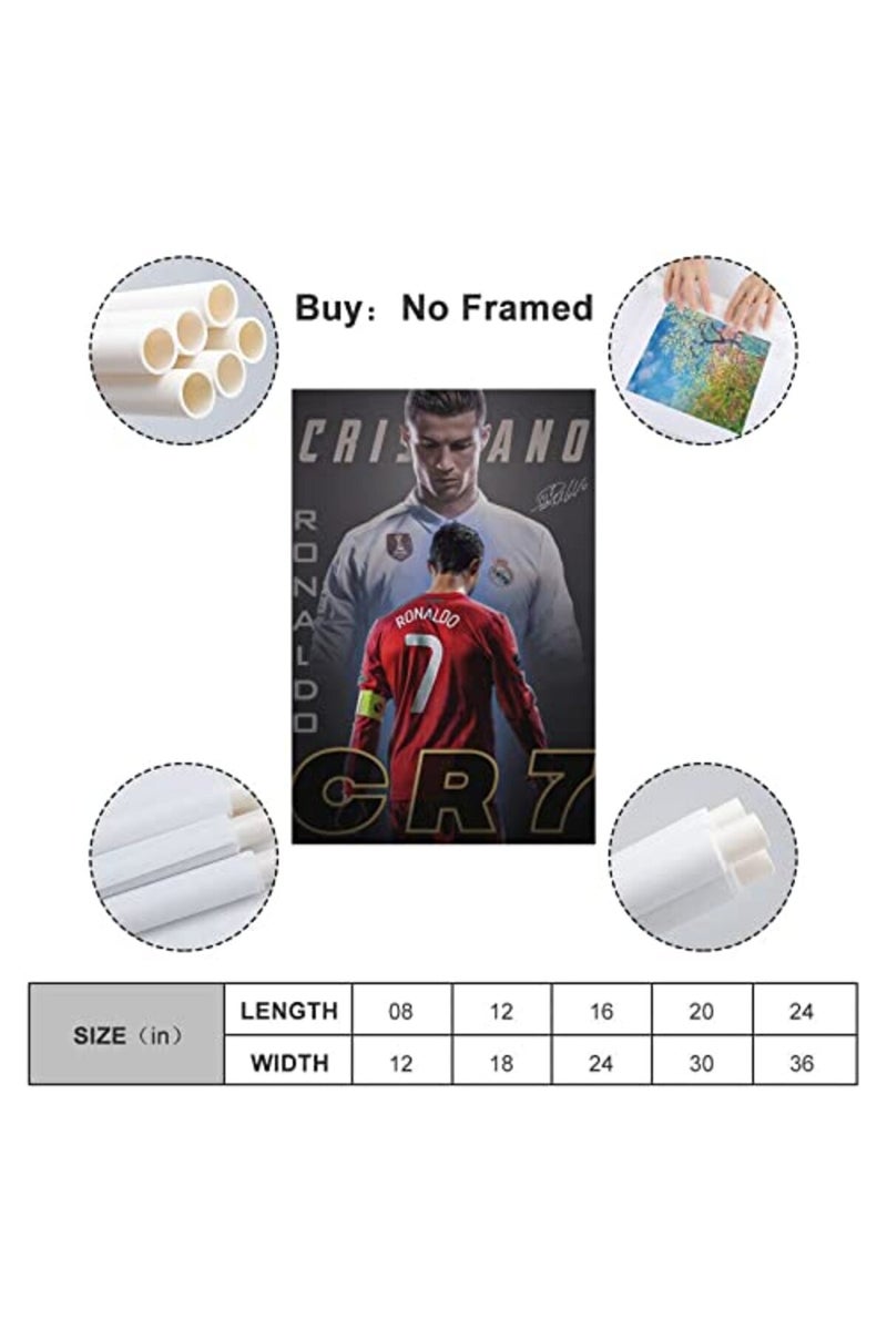 Cristiano Ronaldo Poster 1 Wall Art Canvas Print Poster Home Bathroom Bedroom Office Living Room Decor Canvas Poster Unframe: 16x24inch(40x60cm) - Image 3