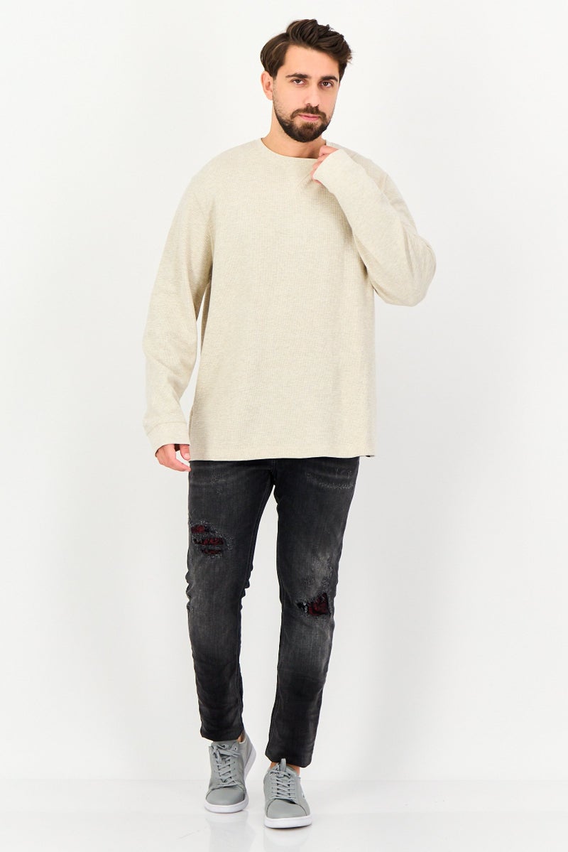 Eddie Bauer Men Crew Neck Long Sleeve Heather Sweatshirt, Beige - Image 4