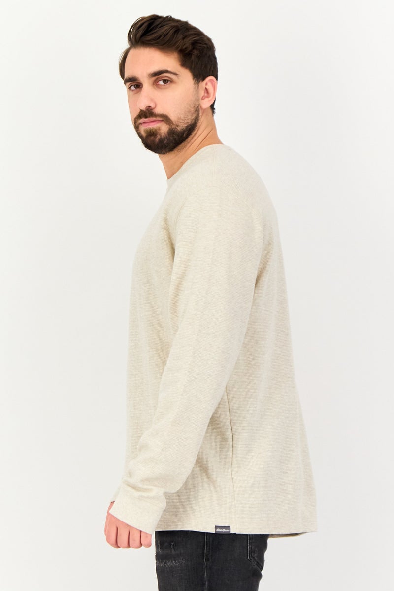 Eddie Bauer Men Crew Neck Long Sleeve Heather Sweatshirt, Beige - Image 2