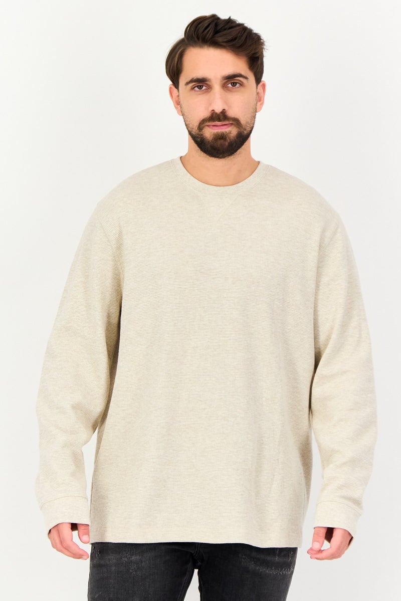 Eddie Bauer Men Crew Neck Long Sleeve Heather Sweatshirt, Beige - Image 1