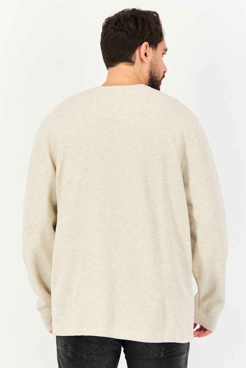 Eddie Bauer Men Crew Neck Long Sleeve Heather Sweatshirt, Beige - Image 3