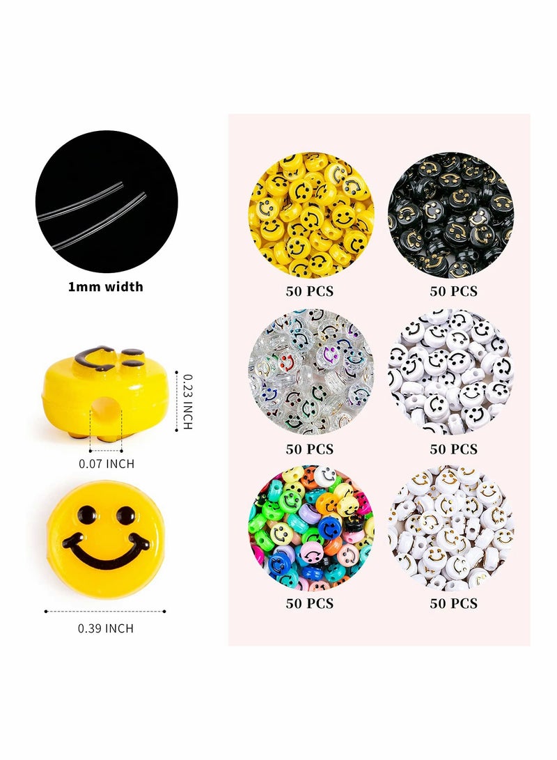 KASTWAVE Acrylic Smiley Face Beads, 6x10mm Colorful Mixed Resin Charms Beads Happy Face Beads for DIY Jewelry Making - Image 3