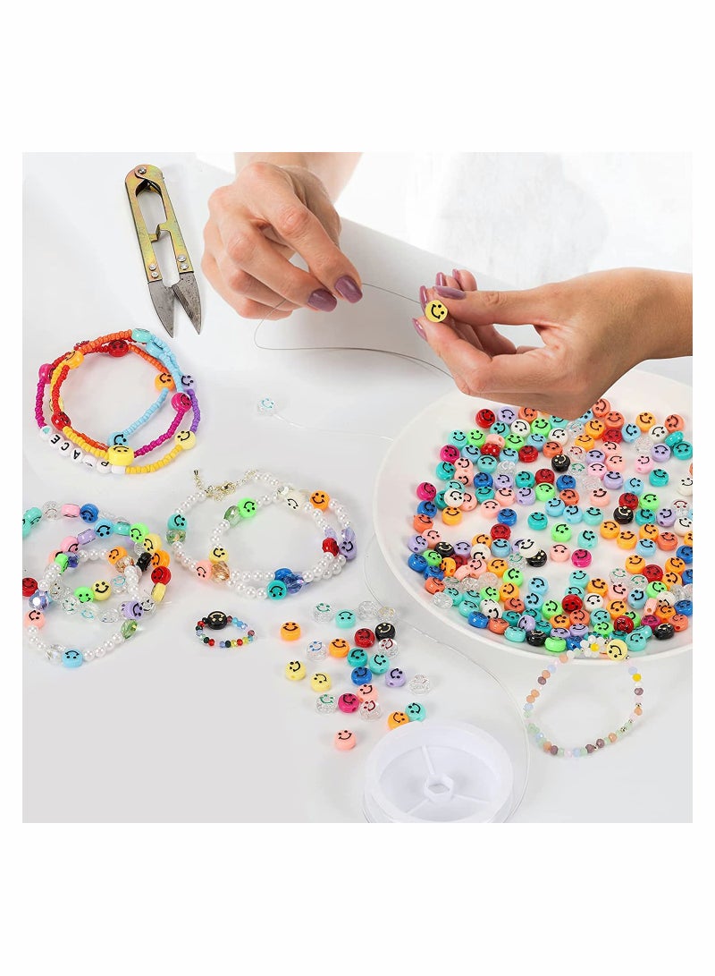 KASTWAVE Acrylic Smiley Face Beads, 6x10mm Colorful Mixed Resin Charms Beads Happy Face Beads for DIY Jewelry Making - Image 2