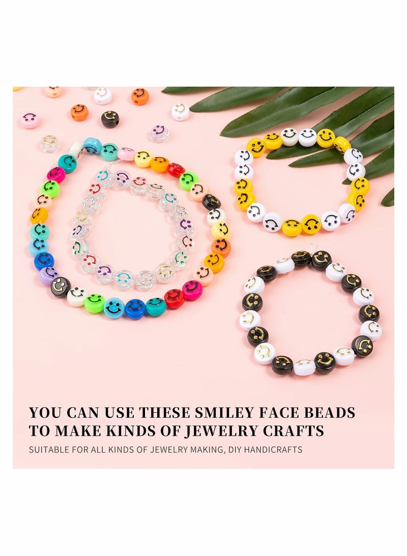 KASTWAVE Acrylic Smiley Face Beads, 6x10mm Colorful Mixed Resin Charms Beads Happy Face Beads for DIY Jewelry Making - Image 5