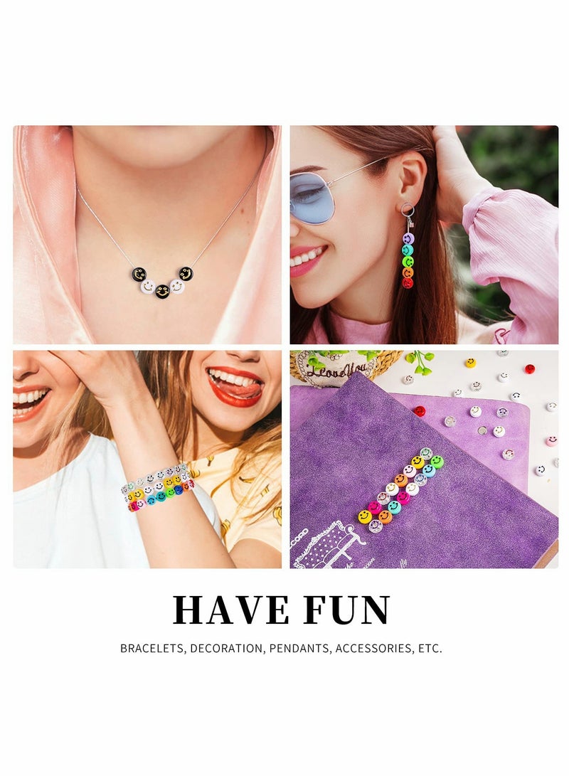 KASTWAVE Acrylic Smiley Face Beads, 6x10mm Colorful Mixed Resin Charms Beads Happy Face Beads for DIY Jewelry Making - Image 4