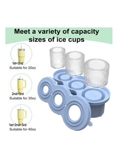 KASTWAVE Ice Cube Tray for Stanley Cup, Silicone Ice Cube Mold with Spill-Resistant Lid, 3 Hollow Cylinder Ice Cube Molds, Ice Cube Trays for Freezer Drinks Whiskey, Compatible with 20oz-40oz Tumbler, Blue  - Image 2