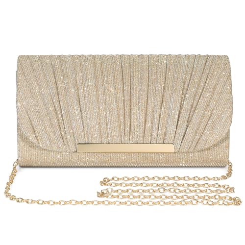 UBAYMAX Evening Bag Clutch Purses for Women Lady Girl Handbags Crossbody Bag Wedding Bag for Prom Party Wedding Engagement (Gold) - Image 1