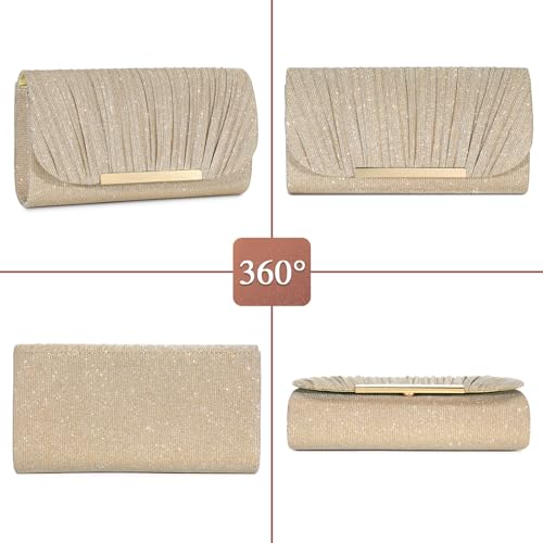 UBAYMAX Evening Bag Clutch Purses for Women Lady Girl Handbags Crossbody Bag Wedding Bag for Prom Party Wedding Engagement (Gold) - Image 3
