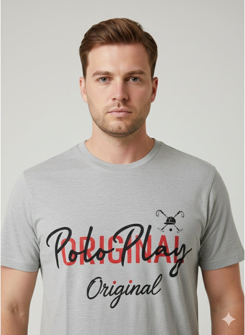Polo Play Mens Graphic T-shirt -GREY - Image 2
