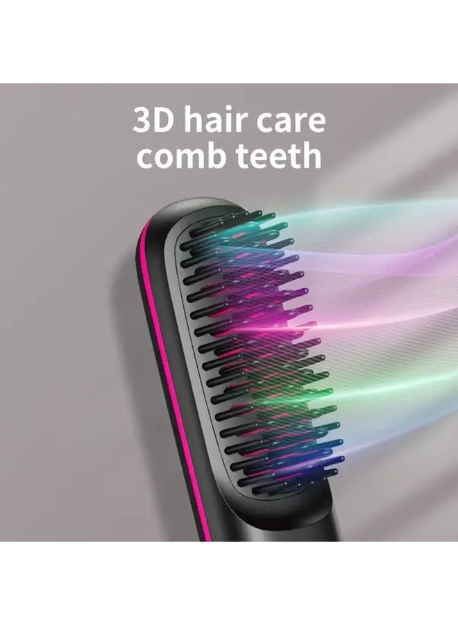 مكواة شعر سوداء محمولة لاسلكية بشاشة عرض وشحن عبر USB هدية سفر - Image 4