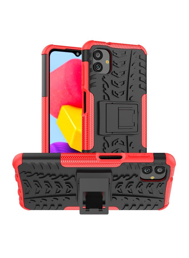 S-TOP Case For Samsung Galaxy A04 / M13 5G Tire Texture TPU + PC Phone Case with Holder - Image 1
