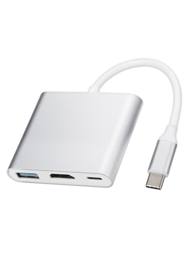محول من النوع C إلى HDMI، موزع USB 3.0 ثلاثي الوظائف مع شحن PD، محول فيديو بدقة 4K لأجهزة الكمبيوتر المحمولة والهواتف - التوصيل والتشغيل - Image 1