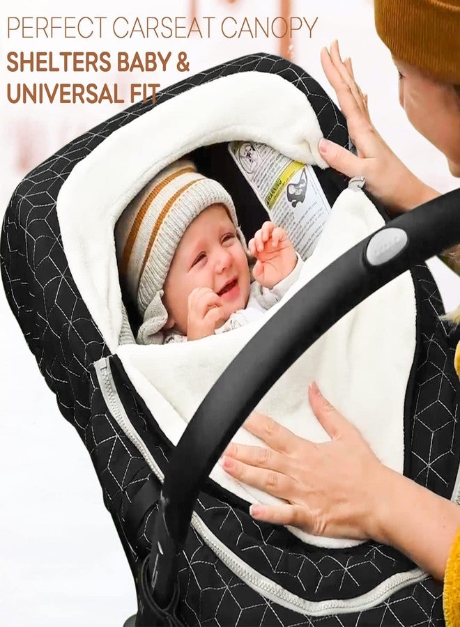 Yoofoss Baby Car Seat Cover Winter Carseat Canopies Cover to Protect Baby from Cold Wind, Super Warm Plush Fleece Baby Carrier Cover for Infant Boys Girls (Black) - Image 2
