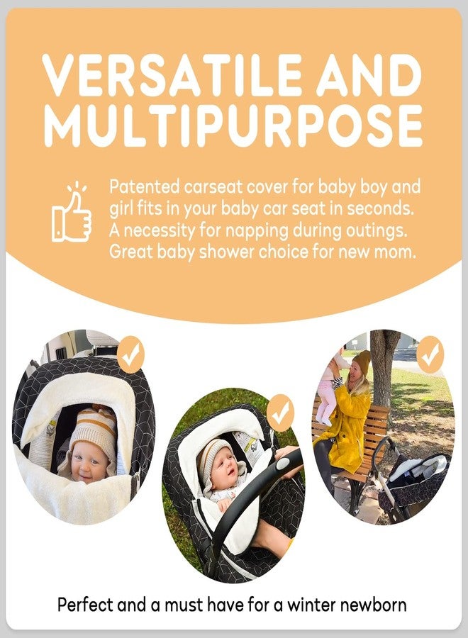 Yoofoss Baby Car Seat Cover Winter Carseat Canopies Cover to Protect Baby from Cold Wind, Super Warm Plush Fleece Baby Carrier Cover for Infant Boys Girls (Black) - Image 5