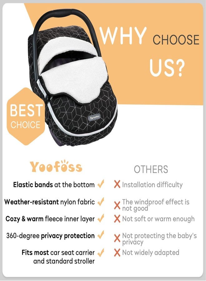 Yoofoss Baby Car Seat Cover Winter Carseat Canopies Cover to Protect Baby from Cold Wind, Super Warm Plush Fleece Baby Carrier Cover for Infant Boys Girls (Black) - Image 4