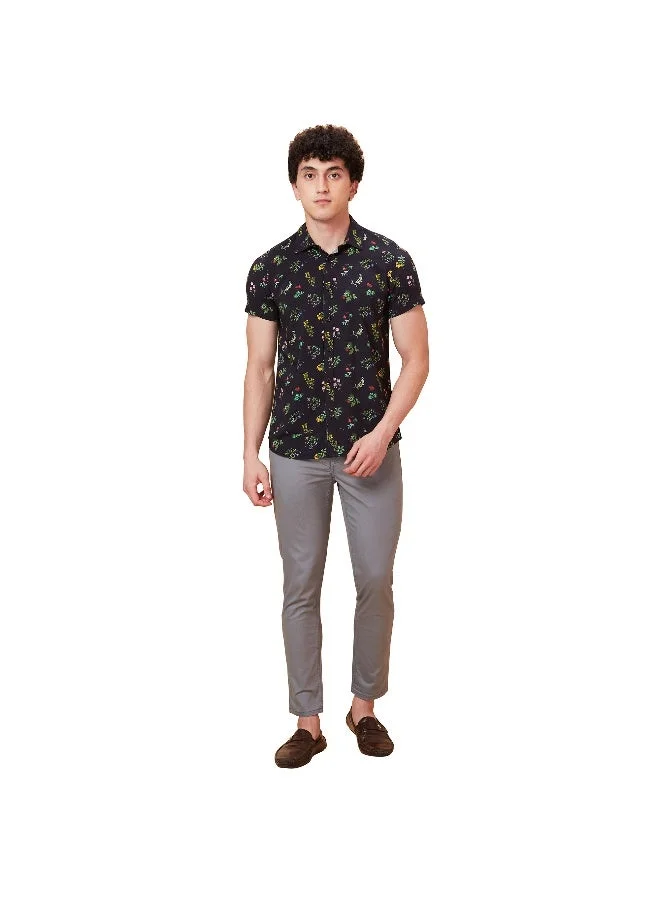 Being Human Mens Black Collared Short Sleeve Shirt