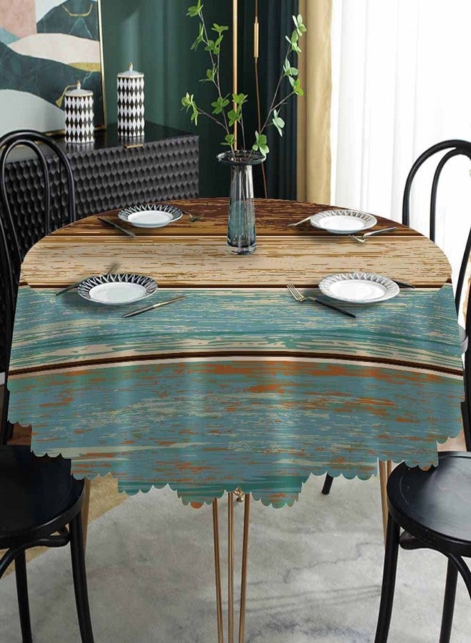 AOYEGO Wooden Textures Tablecloth Round Table Cloth Retro Stripe Plank Old Paint Graffiti Polyester Tablecloths 60 Inch for Dining Room, Party, Banquet - Image 2