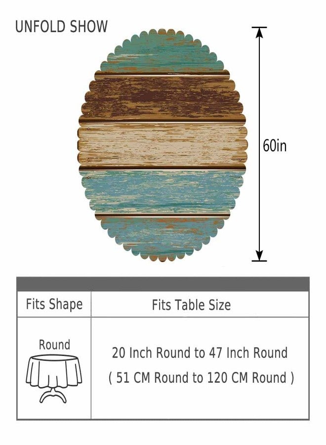 AOYEGO Wooden Textures Tablecloth Round Table Cloth Retro Stripe Plank Old Paint Graffiti Polyester Tablecloths 60 Inch for Dining Room, Party, Banquet - Image 4