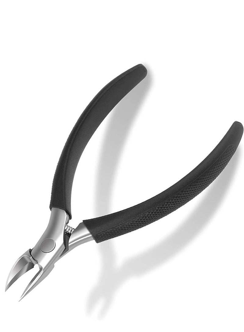 Heavy-Duty Nail Clippers for Thick & Ingrown Toenails, Stainless Steel Big Toenail Clippers with Ergonomic Silicone Handle for Seniors (Black) - Image 1