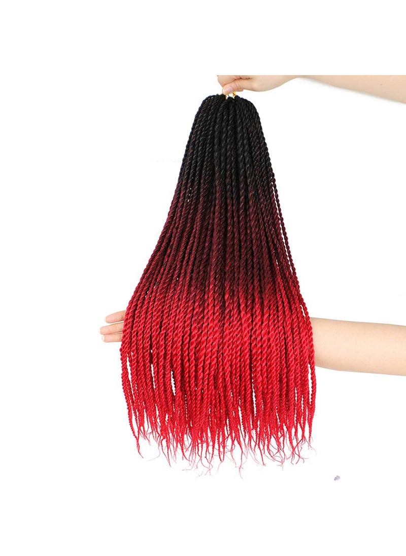 XCCOCO - 6Pack Senegalese Twist Crochet Hair 3 Tone Ombre Red Box Braids Synthetic Hair Extensions 30RootsPack Small Havana Twist Crochet Hair 24inch1BDark RedRed 600gLot - Image 1