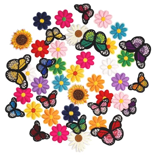 Nfvjfxz 42Pcs Butterfly and Flower Iron On Patches Embroidered Applique Sew On Patches for Jeans Clothes Hats Backpacks Decor Repair - Image 1
