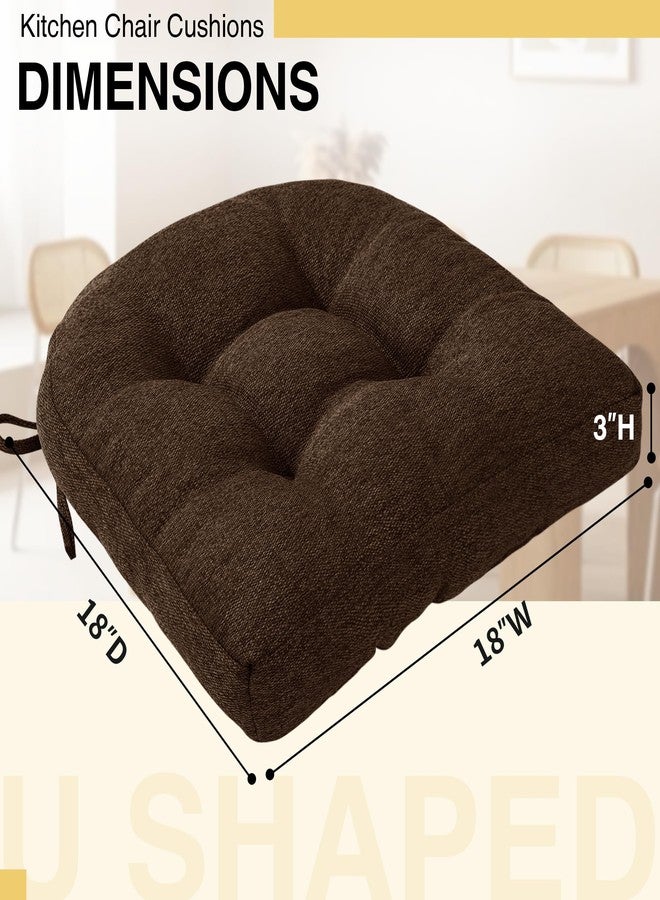 Tromlycs Chair Cushions for Dining Chairs Kitchen Seat Cushions Room Set of 4 Pads with Ties Indoor Non Slip Office 18 x 18 Inch, Dark Brown - Image 2