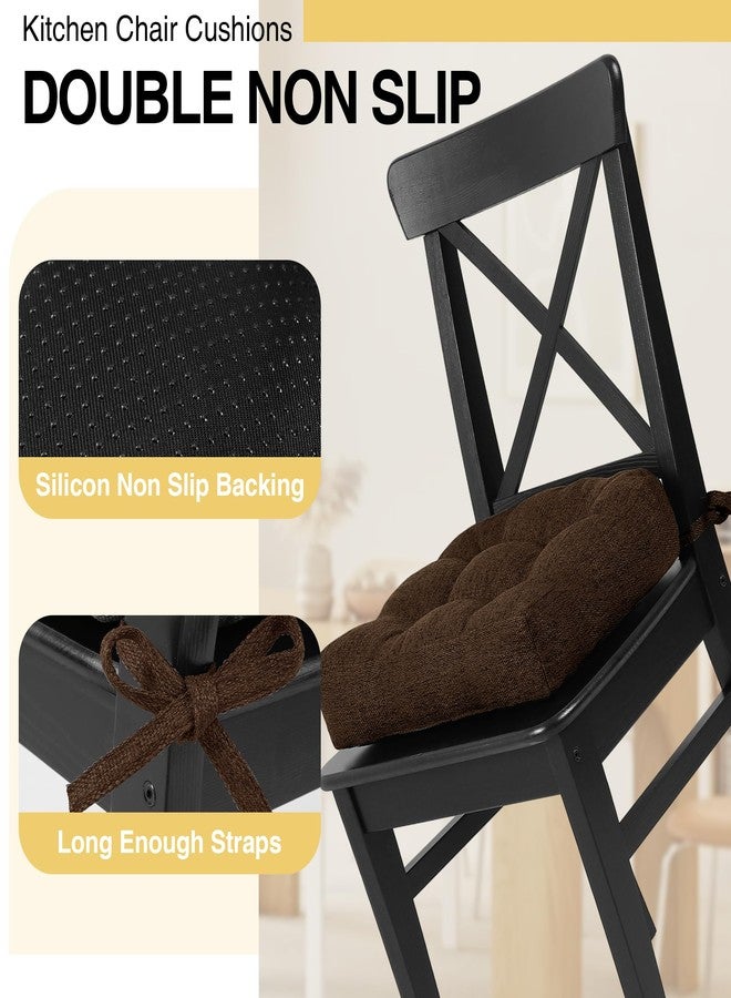 Tromlycs Chair Cushions for Dining Chairs Kitchen Seat Cushions Room Set of 4 Pads with Ties Indoor Non Slip Office 18 x 18 Inch, Dark Brown - Image 4