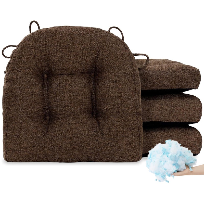 Tromlycs Chair Cushions for Dining Chairs Kitchen Seat Cushions Room Set of 4 Pads with Ties Indoor Non Slip Office 18 x 18 Inch, Dark Brown - Image 1
